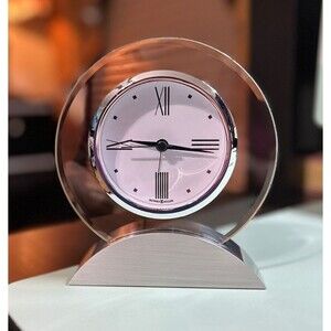 MINT Howard Miller Brayden 645-811 Desk Clock Round Glass Quartz Alarm WORK=